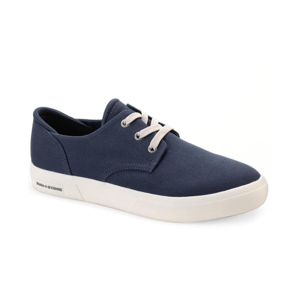 Sun Stone Mens Lace Up Core Plain Toe Low Top Sneaker Navy Size 10.5M NIB